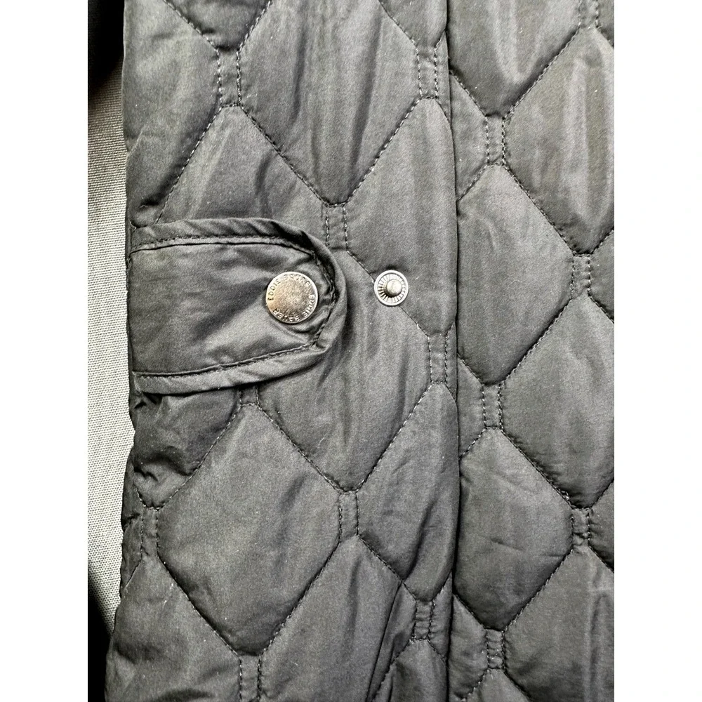 Eddie Bauer Women Black Diamond Quilted Full Zip Jacket Coat Mock Neck Pockets L